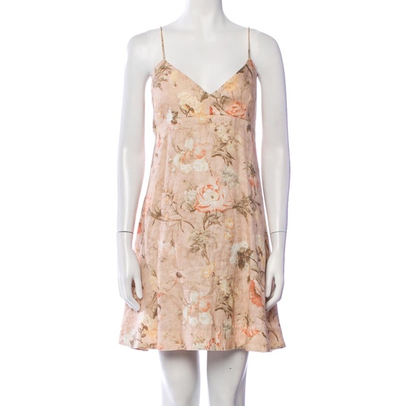 Zimmermann Flared Floral Bowerbird Linen Short Mini Sun Dress - Picture 2 of 5